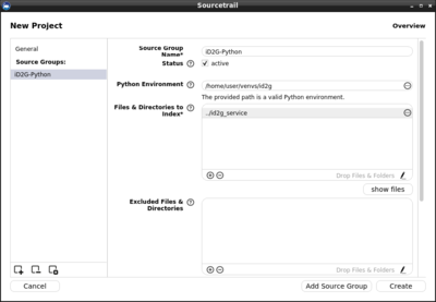 Sourcetrail Source Group Python Details