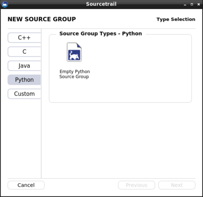 Sourcetrail Source Group Python